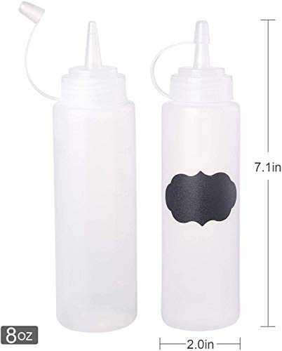 KCHEX Squeeze Bottle Condiment Squeeze Bottles Plastic ketchup Squeeze Squirt bottle For Sauce,BBQ, Dressing, Paint, Workshop, Pancake Art Dispenser 12 pack 8 OZ