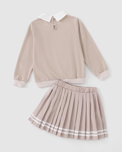 Yhnslsf Girls Outfits 2 Piece 5t Girl Clothes Coffee Preppy Letter Print Long Sleeve Sweatshirt Pleated Skirt Sets Holiday Outfit Size 6 Kids Teen Fall Winter Collar College Style Dress Suits
