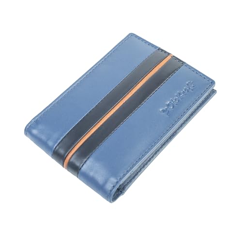 RFID Blocking Leather Wallet for Men – Premium Full Grain Bifold Wallet with ID Window, 8 Card Compartments, Gift Box with AirTag Holder Keychain – Slim Minimalist Front Pocket Wallet