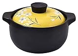 Keramik-Auflaufform mit Deckel, Tontopf Kochgeschirr Milchdessert Kochen Reiseintopf Hitzebeständiger Topf, Keramik-Auflauftopf Gesundheitssuppe (Color : Yellow, Size : 1.6 Liter)