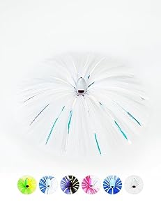 BLUEWING Schleppköder mit Bleikopf, für Salzwasser, Hexen, Ballyhoo Rock für Thunfisch, Wahoo, Segelfisch, Mahi Mahi, Weiß, 57 g
