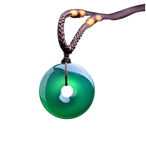 Collar de cuerda con colgante de jade natural de color verde, para mujer o hombres