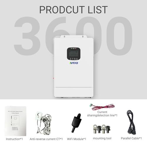 Image of Hybrid Solar Inverter 48V,Dual MPPT Charger,Support Parallel 6 Units Pure Sine Wave Off-Grid+On-Grid (Pure White)