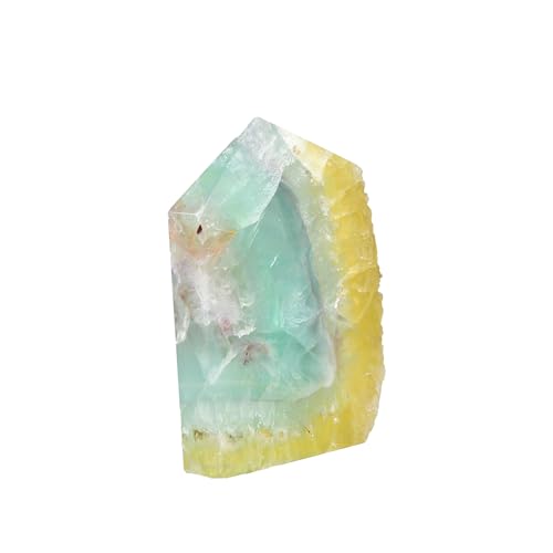 AMOYSTONE Natural Fluorite Wand Healing Crystal Stone Obelisk Large Tower Slab Block for Home Décor, Irregular Texture Clear Green 1.3-1.7 LBS Medium 1.3-1.7 Pound Clear Green