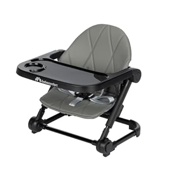 Bebeconfort Moly, Silla Elevadora para Niños, 6M-3Años, 9-15 kg, Trona Portátil para Bebés Ligera, Plegado Compacto, 3 Alturas Ajustables, Asiento de Mesa, 3 Posiciones de Bandeja, Tinted Grey