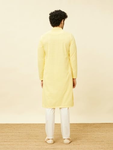 Image of Manyavar Men's Cotton Blend Self-Design Kurta Pyjama Set (2pcs)