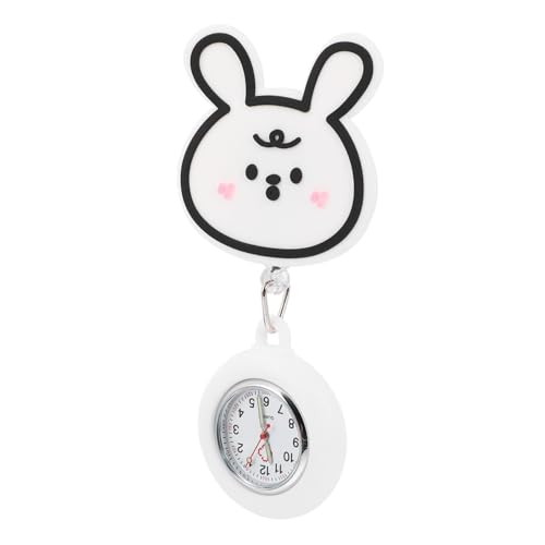 WESIEVYA 懐中時計 ナースウォッチ 立つ 秒針で見る 監視員 シェル ナース用ラペルウォッチ 息子 ぶら下げ 格納式時計 いいね レトロ 長方形の腕時計メンズ 鎖 シリカゲル 白い