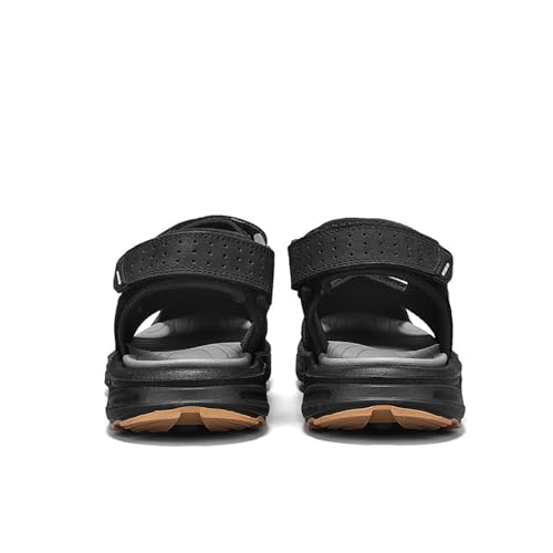 MILDSEVEN Fashion Men's Handmade Hiking Sandals, Large Size Real Leather Closed Toe Sandals, Outdoor Breathable Backpacking Beach Shoes,8.5,Black3