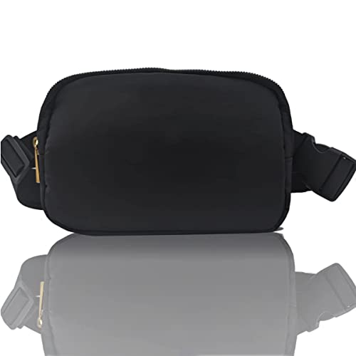 Unisex Mini Waist Bag with Adjustable Strap , Small Waist Belt Bag for Women Fanny Pack Dupes Herschel Fanny Pack Crossbody Lemon Bags for Women and Men Everywhere Belt Bag (Jet Black)