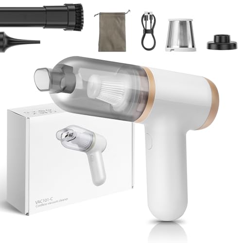 新しいアップグレードハンディクリーナー 多機能 車用掃除機 コードレス 25000Pa 強力吸引力 【吹き飛ぶ/吸い込む/空気入れ/空気抜き】ハンディ掃除機 パワフル 長時間稼働 超軽量0.34kg Type-C充電人気 業務用/車用清掃/家具/家庭用 日本語説明書付(乳白色)