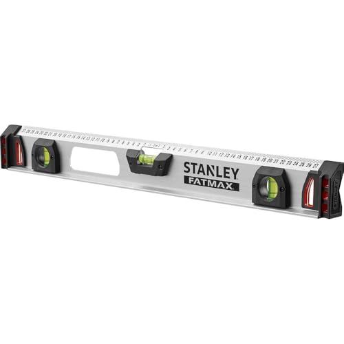 STANLEY FATMAX Niveau Magnétique 60 cm I-Beam - Aluminium Résistant et Léger - Antichocs - 3 Fioles Dont Une Grande Taille - Précision +/- 0,5mm - Règle Intégrée 1-43-554