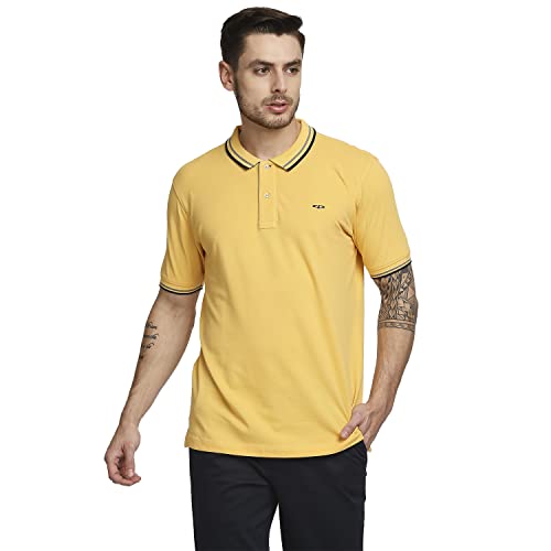 Image of Colorplus Men's Cotton Blend Solid Pattern Tailored Fit Polo Neck Half Sleeve Casual T-Shirt