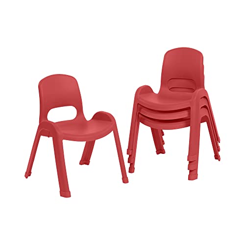 Image of ECR4Kids SitRight Chair, Classroom Seating, Red, 4-Pack | Durable plastic, GREENGUARD Gold Certified, 3-5 years, 74 lb capacity, fully assembled, indoor and outdoor, classroom /home