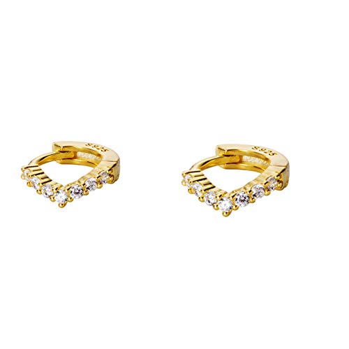 GOLD XIONG PADISHAN Mini Huggie Earrings Silver 925 Piercing Ear Cuffs Tiny Hoop Earrings with CZ 6mm Piercing Cartilage Earring