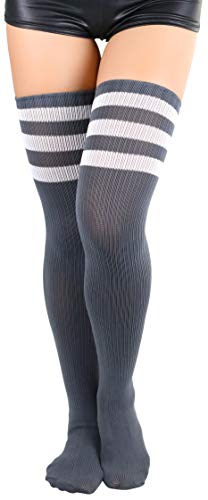 Image of ToBeInStyle Women's Over The Knee Thick Long Socks Thigh High w / 3 Contrast Stripe