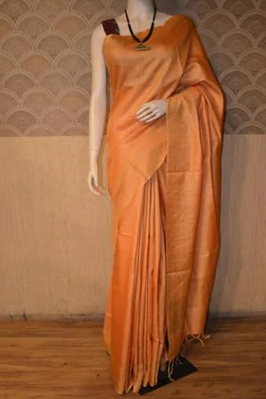 Shilp Bazaar mustard tussar silk saree in tussar silk – image 2
