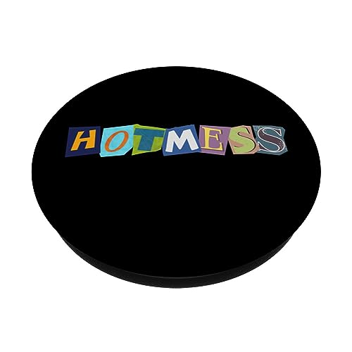 Hot Mess is funny carefree is free spirit is Chaos Gifts PopSockets Swappable PopGrip, Black - Image 2