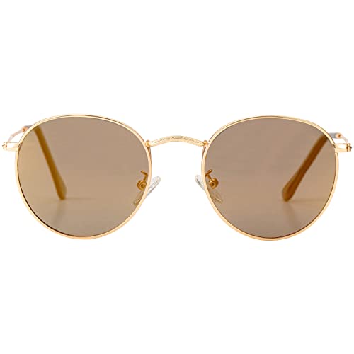Image of Kursan Small Round Metal Polarized Sunglasses for Men Women Mirrored Lens Classic Circle Sun Glasses