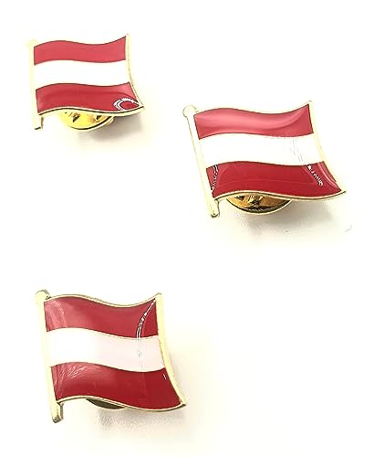 Austria Austriacka UE metalowa emalia flaga państwa przypinka plakietka opakowanie 3 szt, Metal