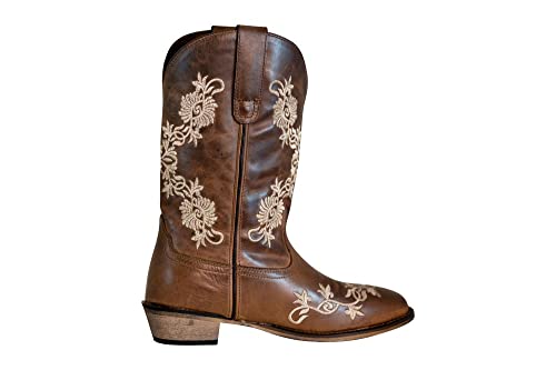 Image of TuffRider Women Mormon Embroidered Leather Square Toe Western Boots