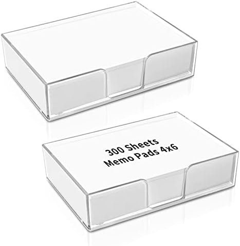 600 Sheets 4x6 Memo Holder Desk Notepad 4x6 Tray Pad Paper Non Sticky Memo Pads 4x6 Acrylic Notepad Holder Note Pads for Desk School Organization Planning