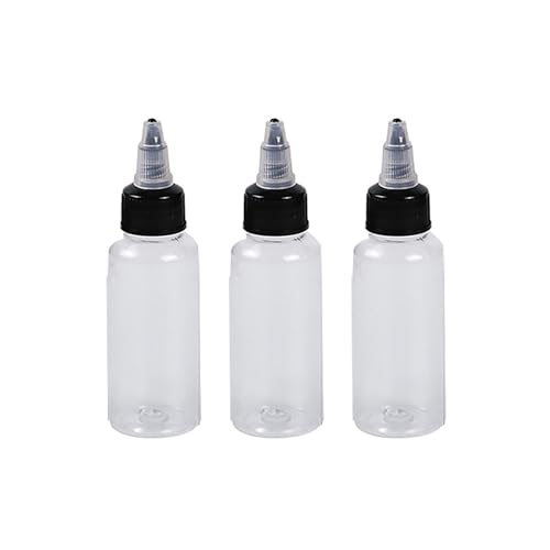 SagaSave 3 Pcs Dispensing Bottles Plastic Squeeze Bottles with Twist Top Cap Dispenser Bottle for Liquids, Inks, Oils, Pigment, Household Home(60ML)