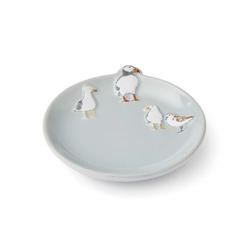 Cooksmart Porta-bustine di tè in ceramica dal design britannico, piatto per bustine di tè usate, piatto per bustine di tè dal design moderno, piatto per tutte le case o gli uffici, motivo: uccelli