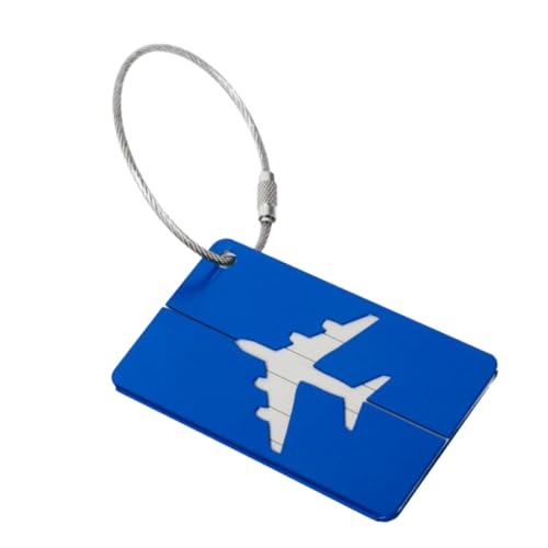 Tag De Mala De Aluminio Com Alça De Aço Etiqueta Para Identificação De Bagagem Avião (Azul)