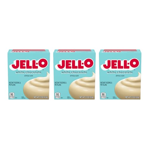 Jell-O Instant Pudding &amp; Pie Filling, White Chocolate Flavored, Fat Free, Quick &amp; Easy Dessert, 3.3 oz (Pack of 3)