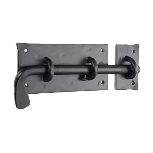 Infinity Decor Loquet de porte robuste en fer forgé à la main noir mat - Petit verrou coulissant - Design vintage ancien - Loquet de porte sécurisé pour...