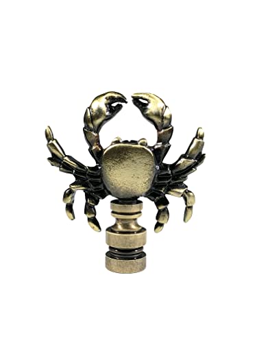 Image of Royal Designs, Inc. Sea Life Lamp Finial, Decorative Crab, Antique Brass, Replacement Finial for Table or Floor Lamps