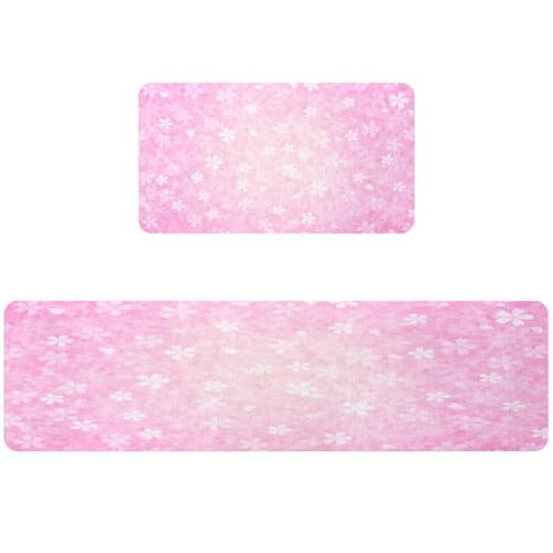 2 tapetes de cocina flores rosas alfombras antideslizantes VAPOKF 2