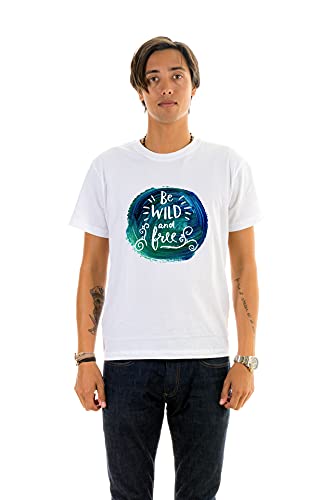 Tshirt Factory tshirt with Be Wild And Free Design For Men, White
