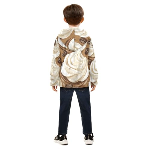 Coffee Whipped Cream Girls Fleece Jacket Girls Fall Jacket Girls Zip Up Hoodie Girls Sherpa Jacket 2-10T4