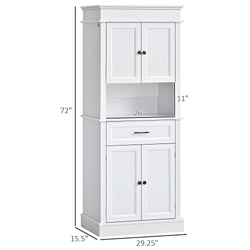 Homcom Traditional Buffet With Hutch, Freestanding Kitchen Pantry Storage Cabinet With Doors And Drawer, Adjustable Shelving, White #TOP2