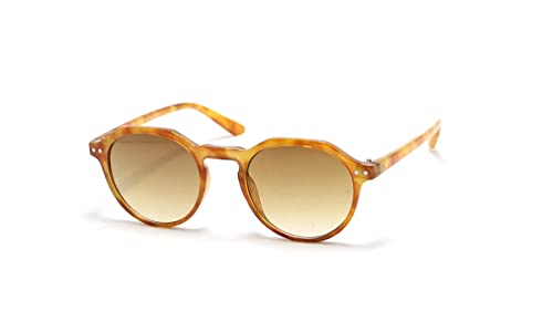 Óculos De Sol Retro Redondo Unissex Com Lentes Com Proteção Uv-400 Cor: Oncinha-Marrom