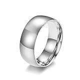 Ayoiow Par de anillos para él y ella, anillos de boda pulidos de alto brillo, bandas de ajuste cómodo, 4 mm, 6 mm, 8 mm, Plata, Sin circonita