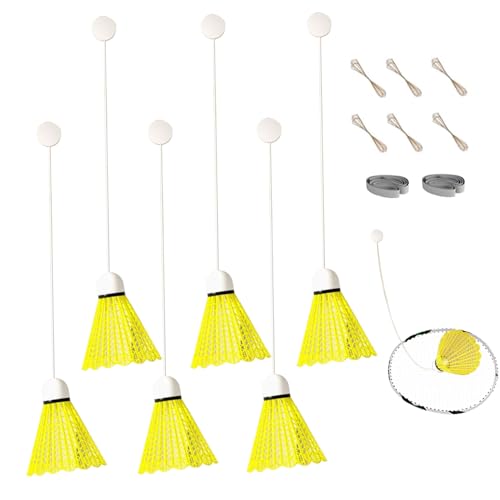 Wedhapy 2 Juego de Kit de Entrenamiento de bádminton para un Solo Jugador, Altura Ajustable, Entrenador de Rebote de bádminton con Cordones elásticos y Ganchos, Iluminado, sin Raqueta