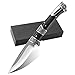 Navaja Plegable,Cuchillo Supervivencia con Mango de Madera,Navaja de Acero Inoxidable de Bolsillo para Acampar,Picnic,Caza (Negro)