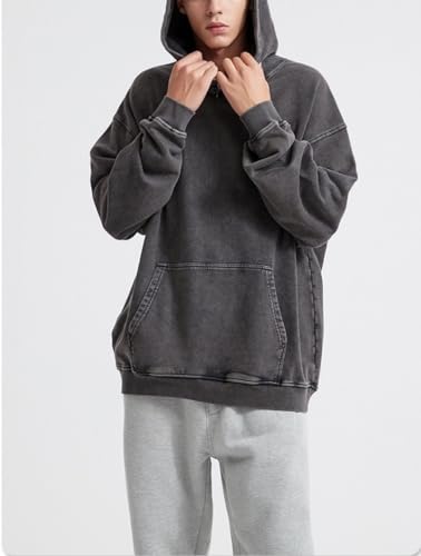 Unisex Acid Wash Hoodie Oversized Trendy Mens Hoodies Vintage Heavyweight Streetwear Sweatshirt2