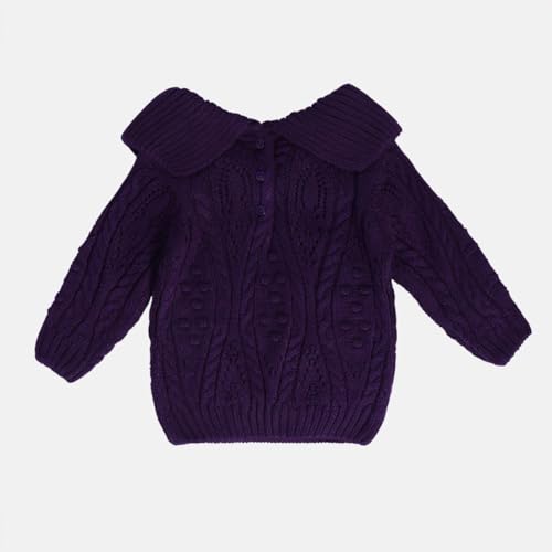 Image of miniklub Baby Collar Full Sleeve Knitted Cotton Sweater (Purple Color)