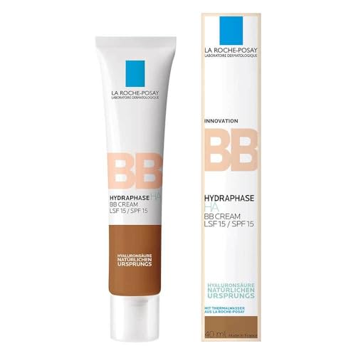 La Roche-Posay, Hydraphase, BB Crema SPF15, Hydrate & Unifie, Arricchita con Acido Ialuronico di Origine Naturale e Pigmenti Minerali, Per tutti i tipi di pelle, Tonalità: Scura, 40 ml