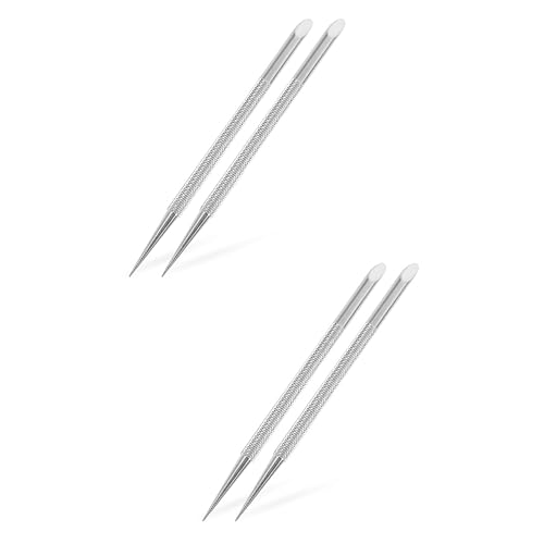 NULYLU 2sets Nail Pusher Tool Cuticle Remover Tool Cuticle Set Stainless Steel Nail Art 2pcs*2