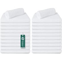 Bar Mop White Ribbed 16x19 Pack of 24, 100% Cotton Absorbent Kitchen Towel Dish Towels and Dishcloths Towels Sets Washcloth Restaurant Cleaning Rags Towel