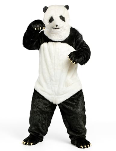 DEGUISE TOI - Déguisement panda adulte - Combinaison - Masque - 2 Gants - 2 Chaussons - Taille Unique - Noir - Déguisements adultes - Latex et synthétique -...