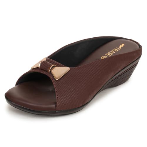 Image of TRASE Women's Fashion Sandals | Faux Leather Comfortable and Stylish Wedges | For Casual Wear & Formal Wear Occasions | For Women & Girls