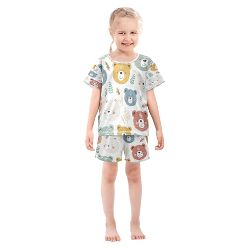 senya Short Sleeve Pajamas Sets Summer Cotton Sleepwear Cute Blue Yellow Bear3