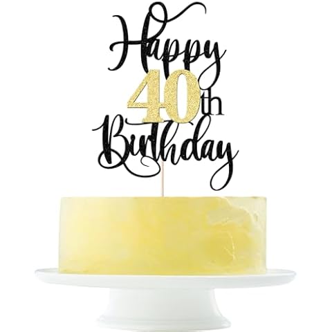 Happy 40th Birthday Cake Topper Black and gold flashes 40 & Fabulous Cheers to 40 Years Old 40th Birthday Cake Pick for Celebrating 40th Birthday Anniversary Party Cake Decorations Cover