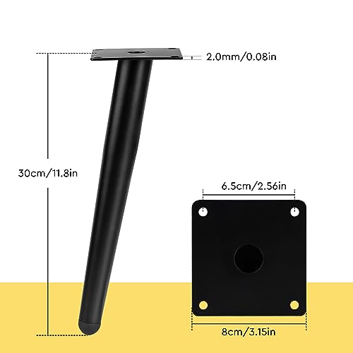 DBREAKS Slanted Furniture Feet, Conical Metal, Black, 4 Pack, 15-38cm, Sofa, Cabinet, TV, Chair, Replacement Legs - Image 3