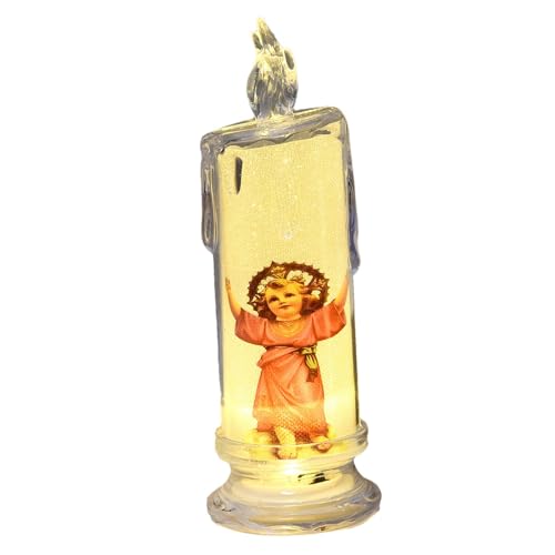 Vela de oración sin llama – Vela religiosa LED con pilas, decoración de iglesia de larga duración | Vela de decoración religiosa de los santos de jesús, luz de oración parpadeante segura, bo